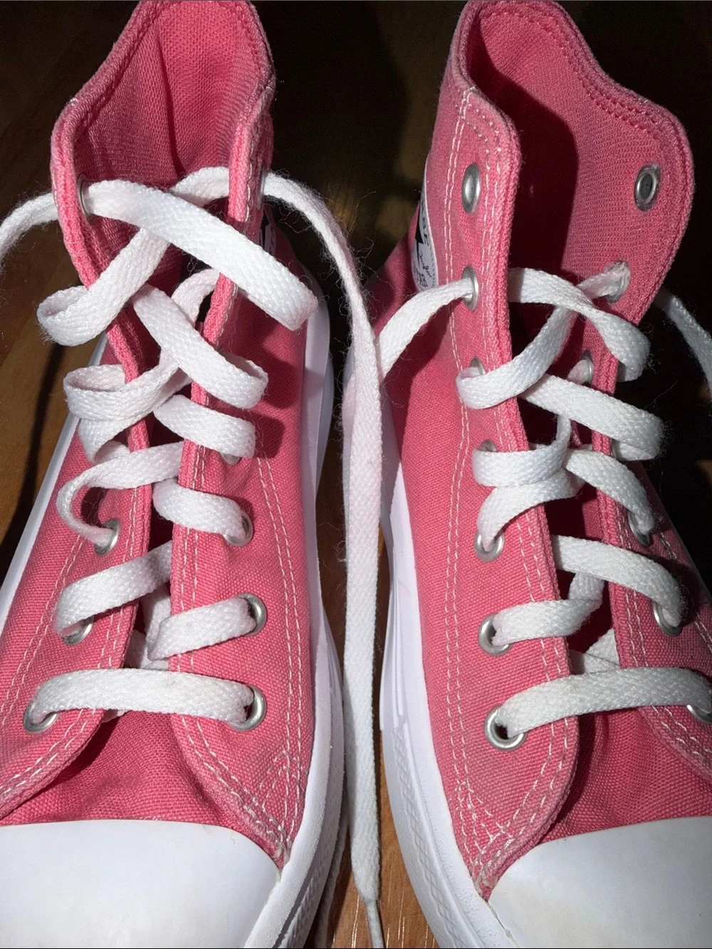 Converse Kids Pink High-Top Canvas Sneakers with White Laces
